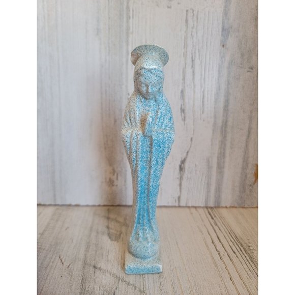 Ceramic blue speckled mother Mary religious statue - Picture 1 of 10